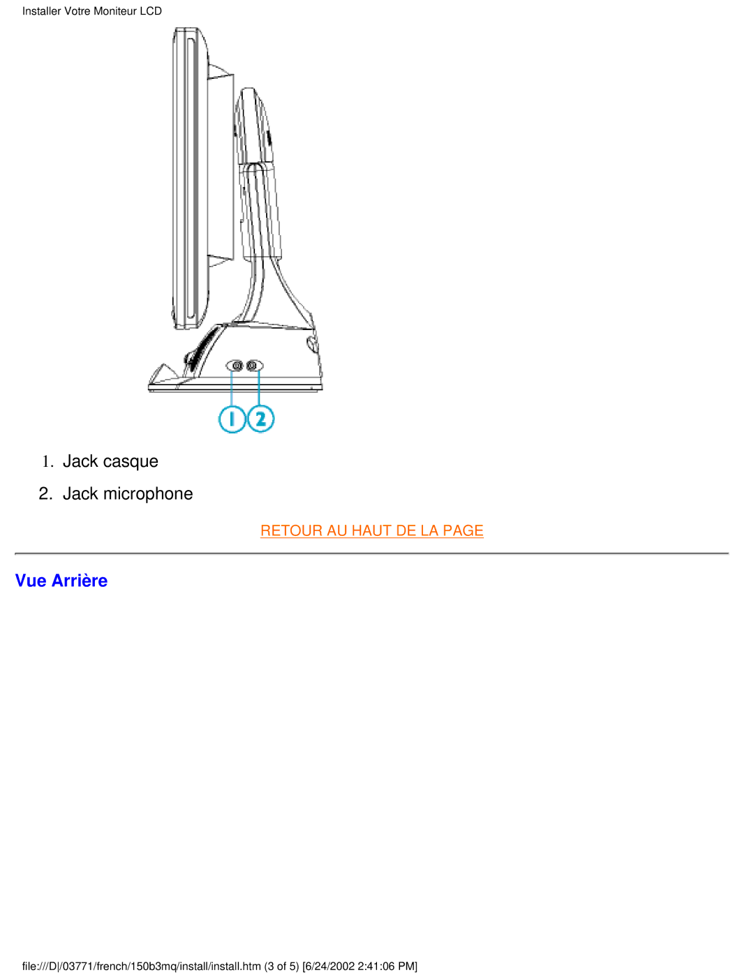 Philips 150B3Q, 150B3M user manual Vue Arrière 