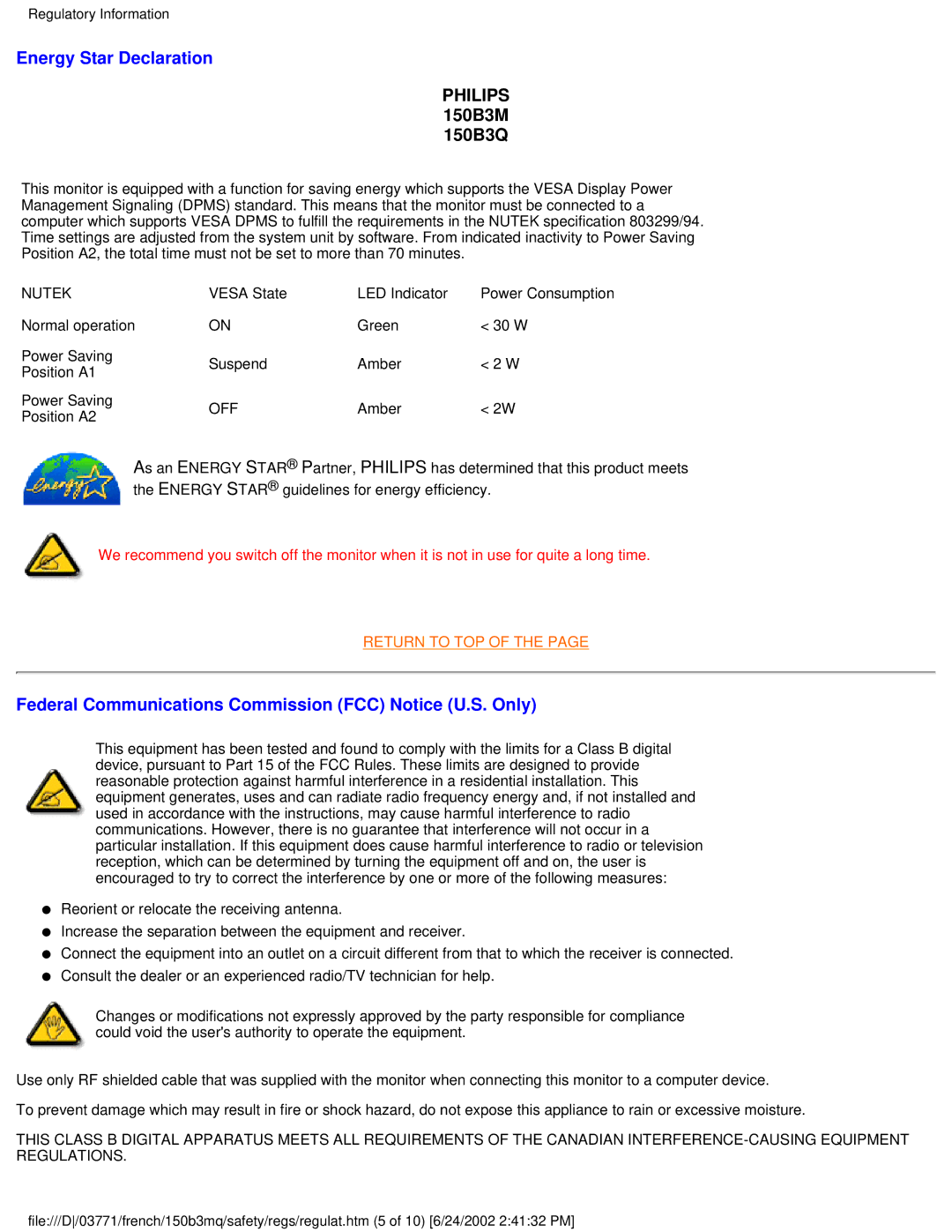 Philips user manual Philips 150B3M 150B3Q 