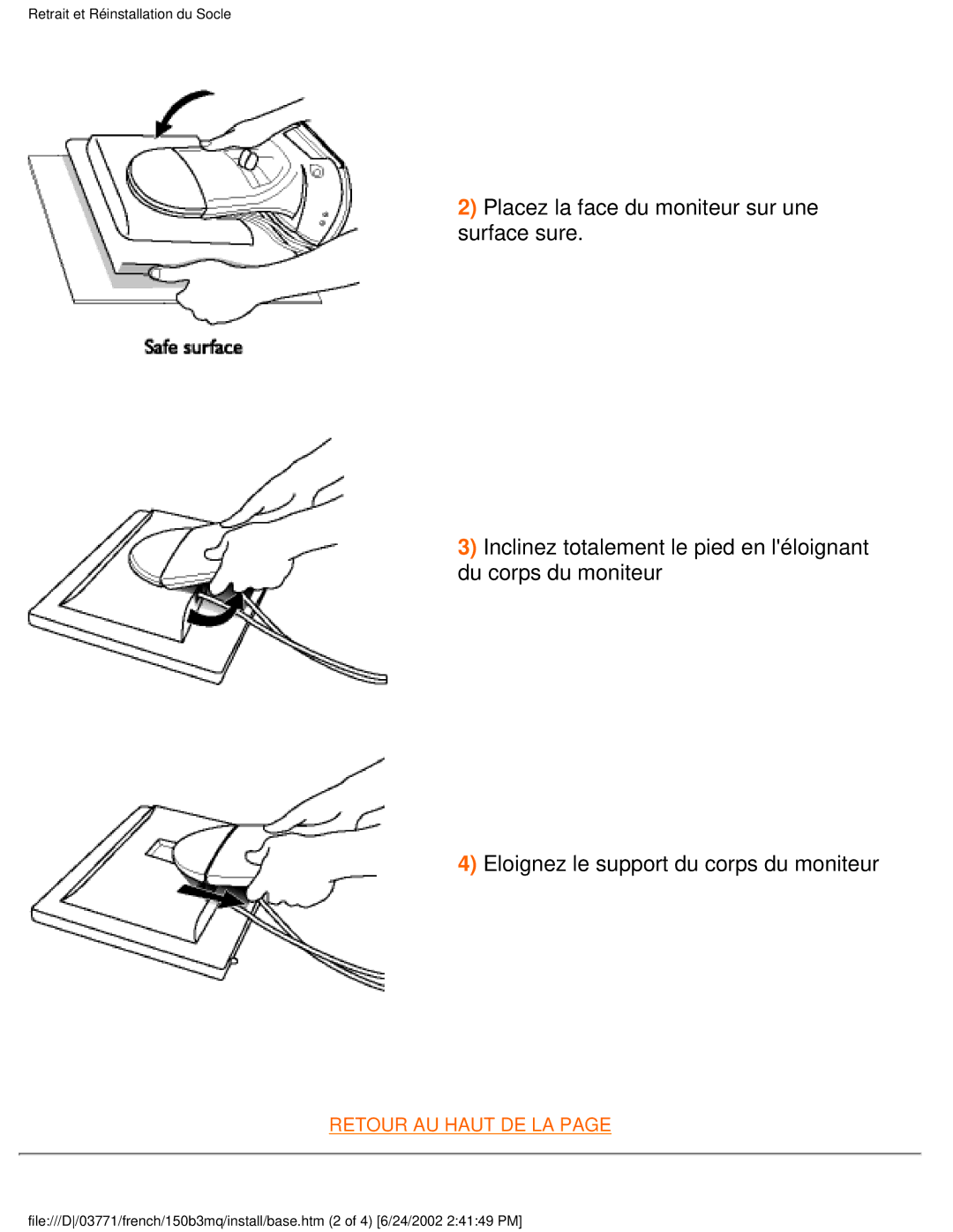 Philips 150B3M, 150B3Q user manual Retour AU Haut DE LA 