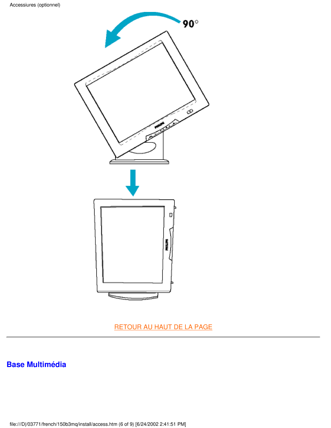 Philips 150B3Q, 150B3M user manual Base Multimédia 