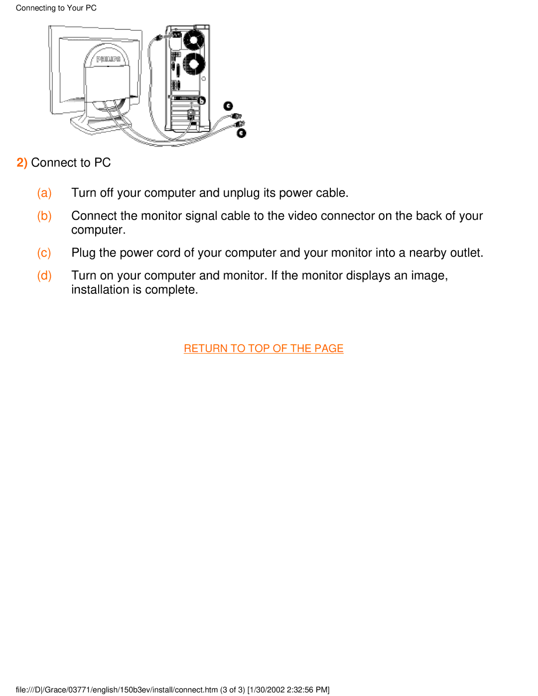 Philips 150B3E, 150B3V user manual Return to TOP 