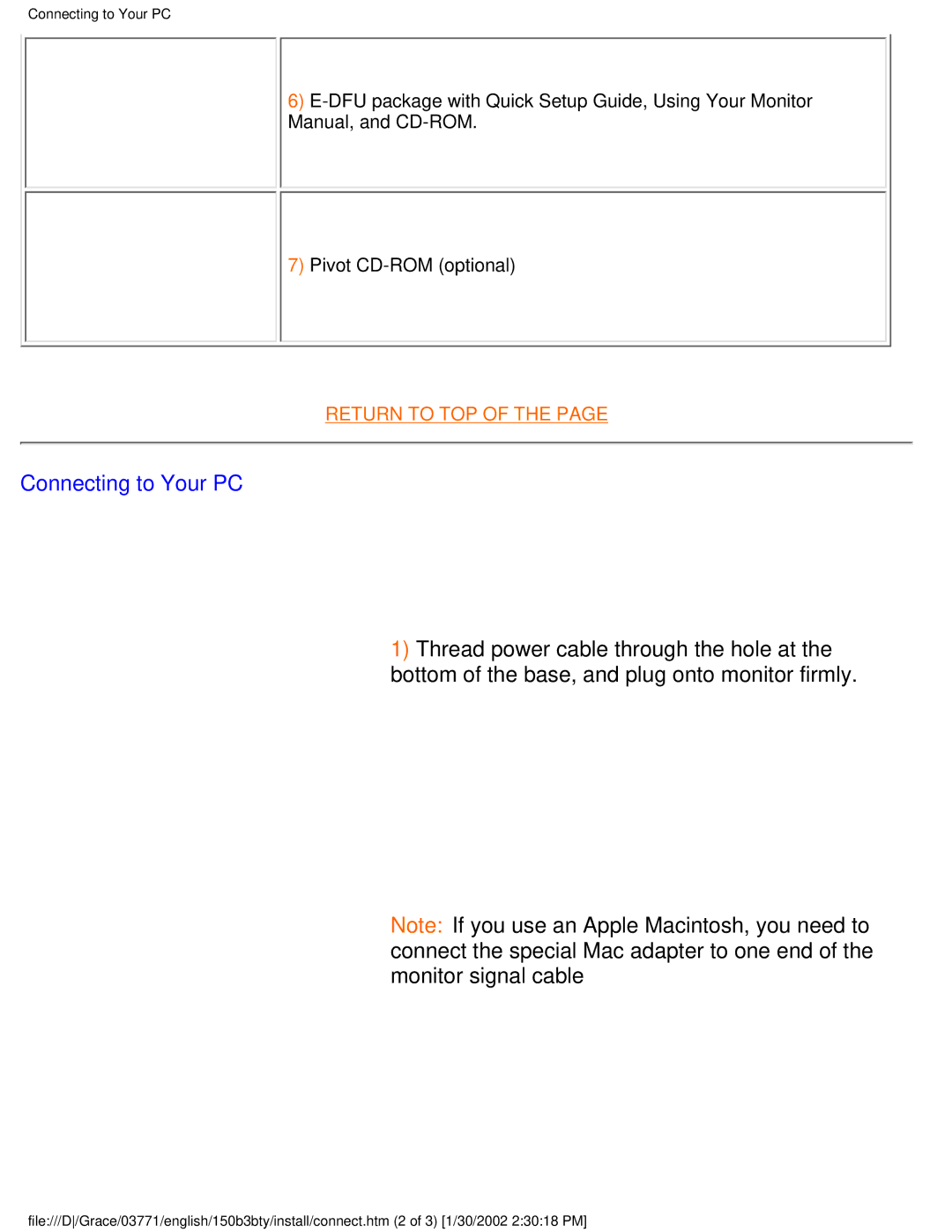 Philips 150B3Y, 150B3B, 150B3T user manual Connecting to Your PC 