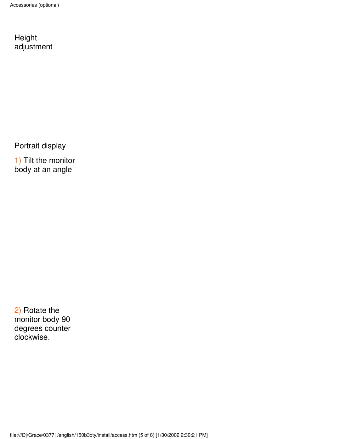 Philips 150B3B, 150B3Y, 150B3T user manual Height adjustment Portrait display 