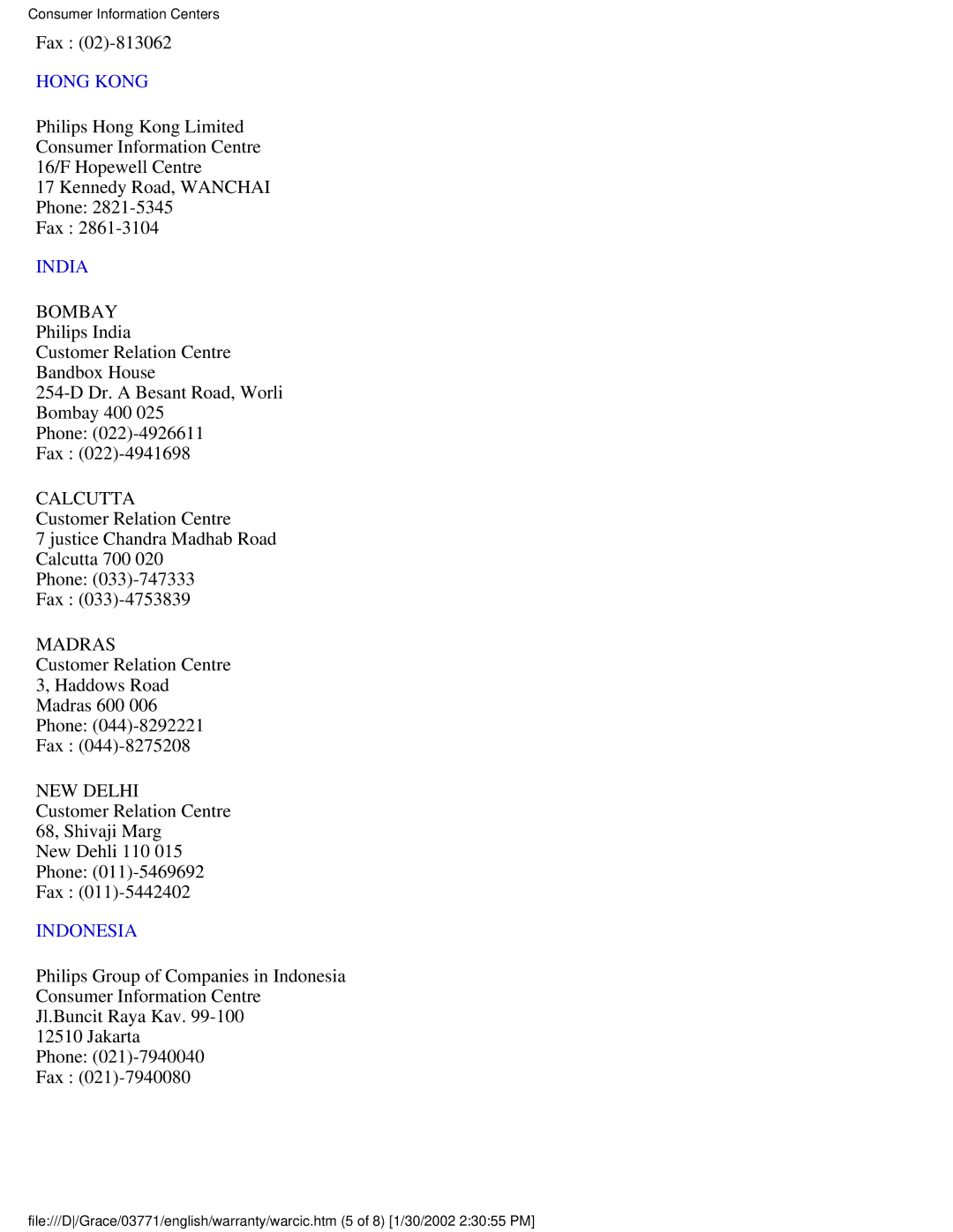 Philips 150B3Y, 150B3B, 150B3T user manual Hong Kong 