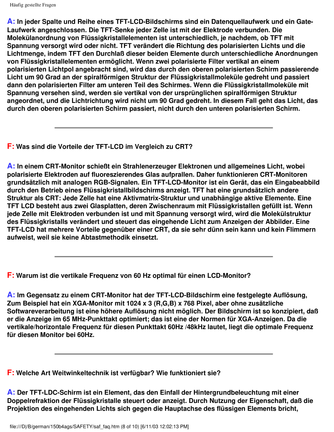 Philips 150B4AG user manual Häufig gestellte Fragen 