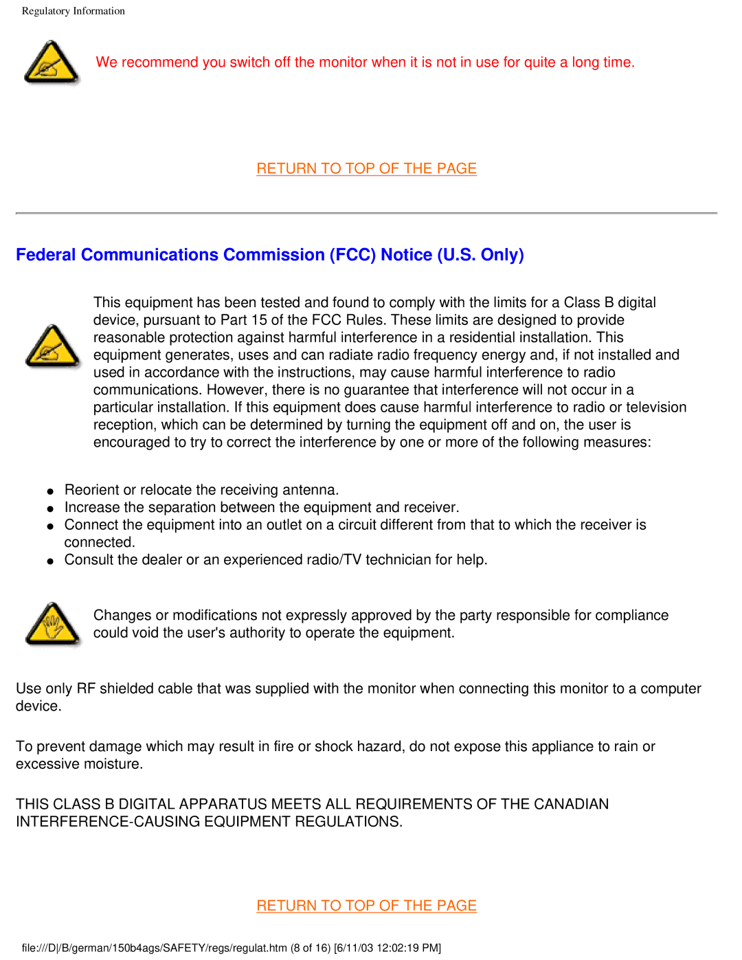 Philips 150B4AG user manual Federal Communications Commission FCC Notice U.S. Only 