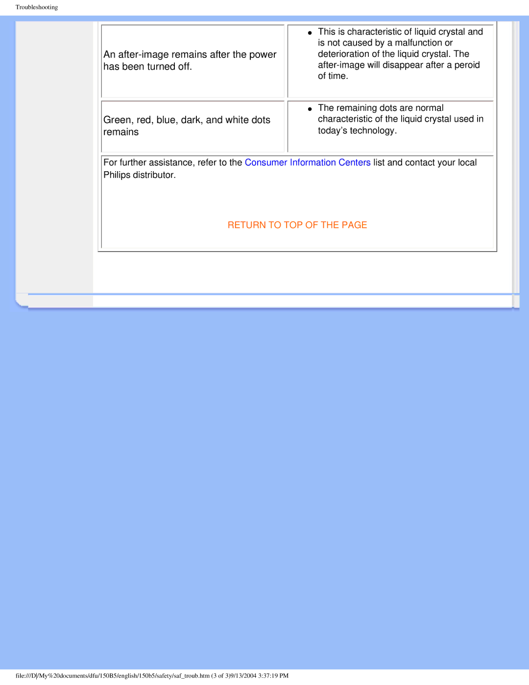 Philips 150b5 user manual Return to TOP 