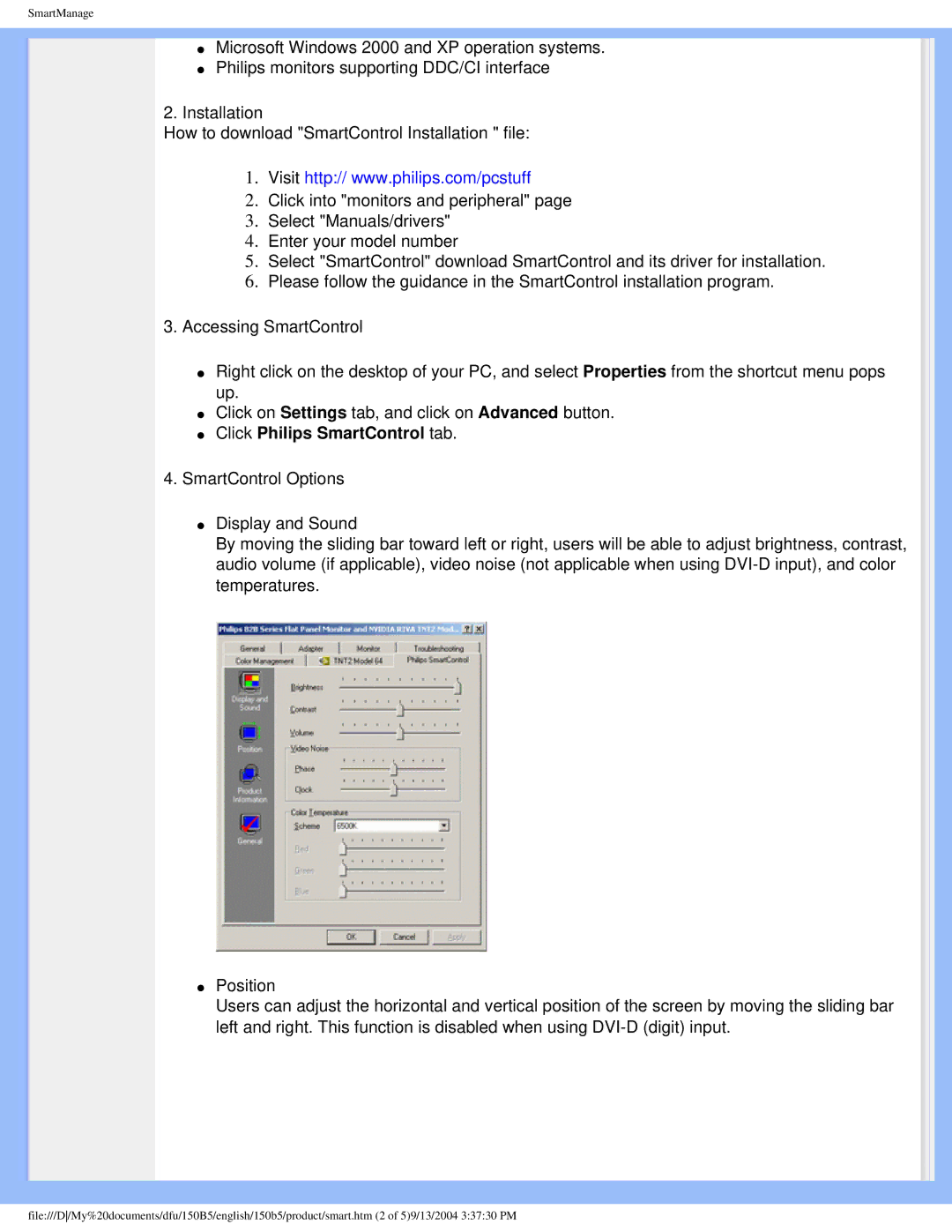 Philips 150b5 user manual Click Philips SmartControl tab 