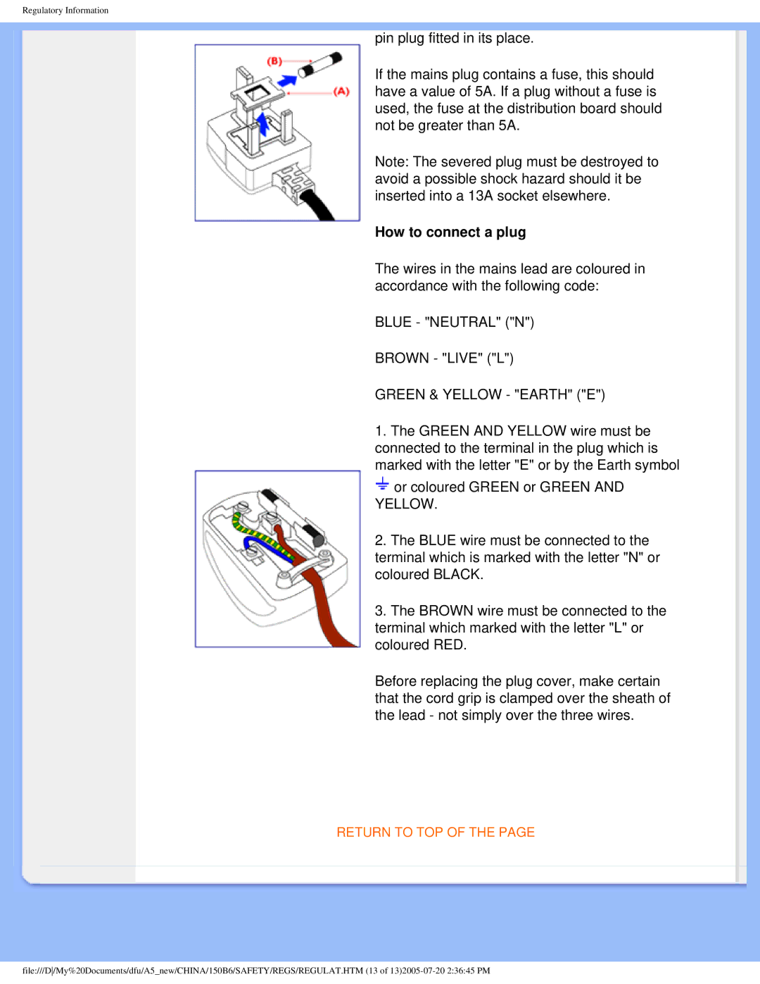 Philips 150B6 user manual How to connect a plug 