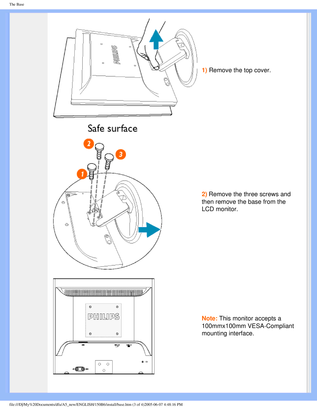 Philips 150B6 user manual Base 