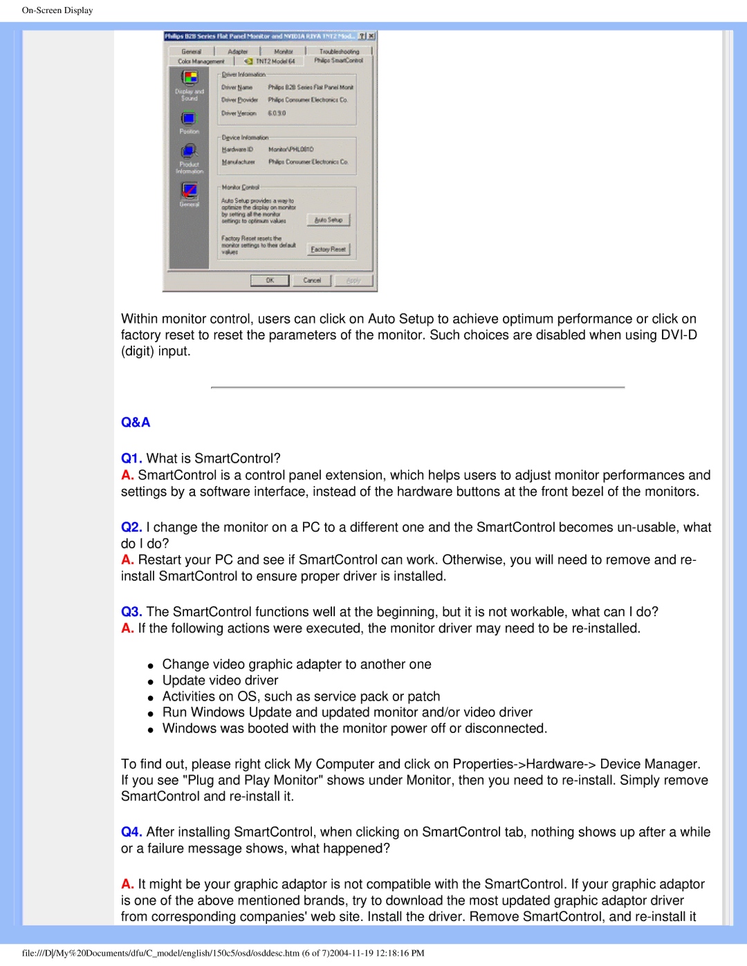 Philips 150c5 user manual On-Screen Display 