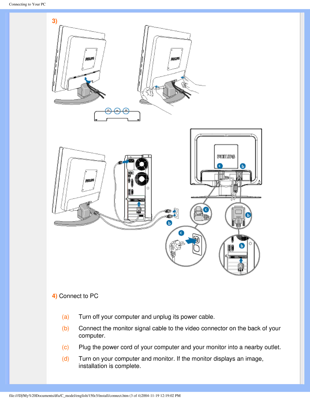 Philips 150c5 user manual Connecting to Your PC 