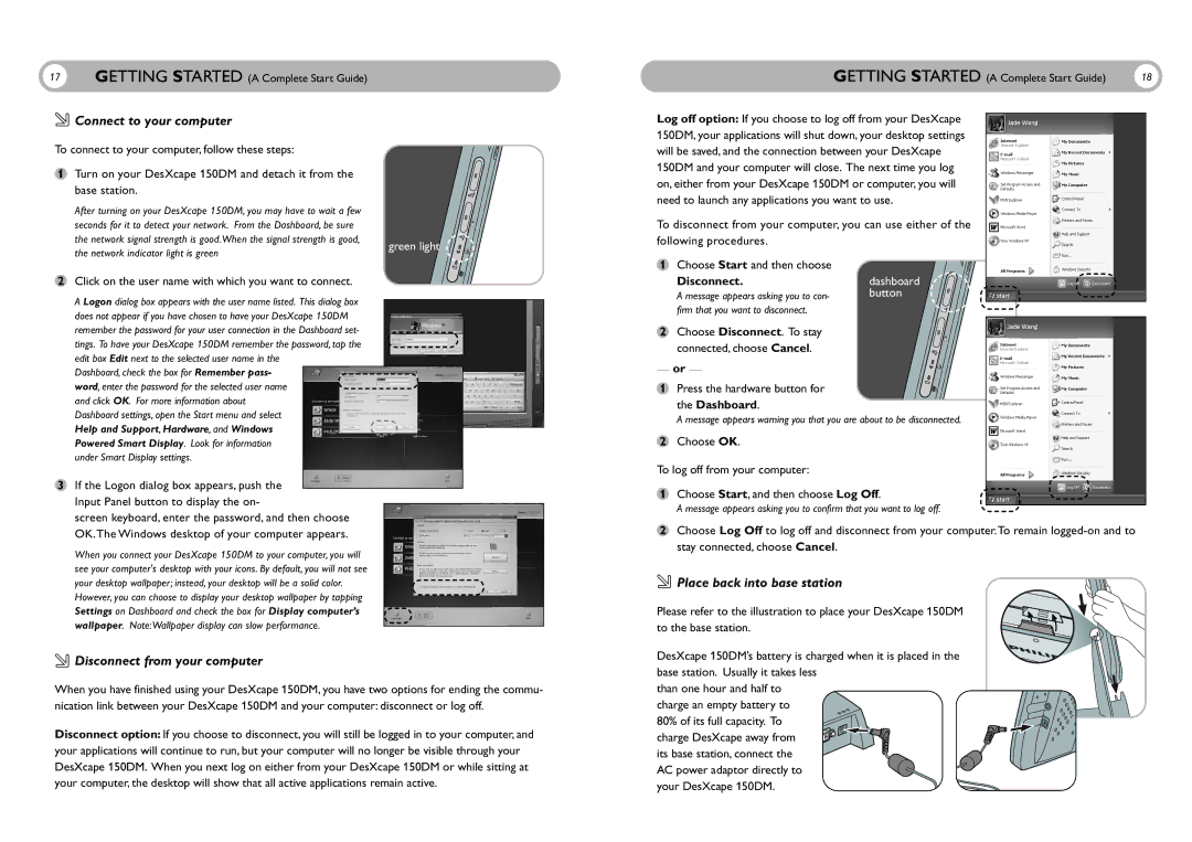 Philips 150DM user manual Connect to your computer, Disconnect from your computer, Place back into base station 