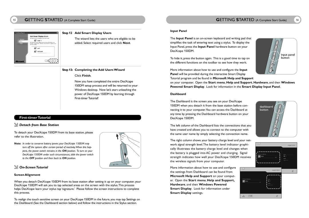 Philips 150DM user manual First-timer Tutorial, Detach from Base Station, On-Screen Tutorial 