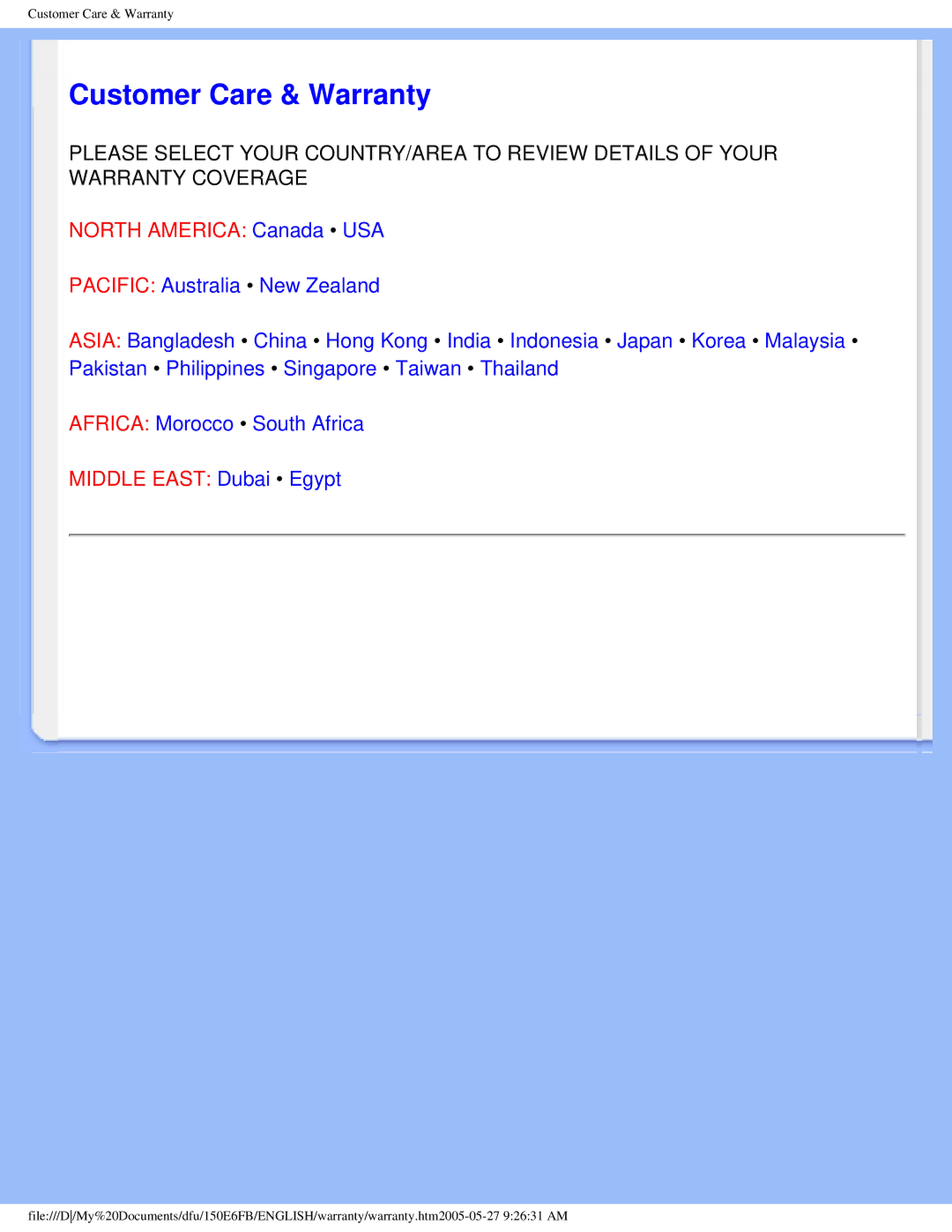 Philips 150E6 user manual Customer Care & Warranty 