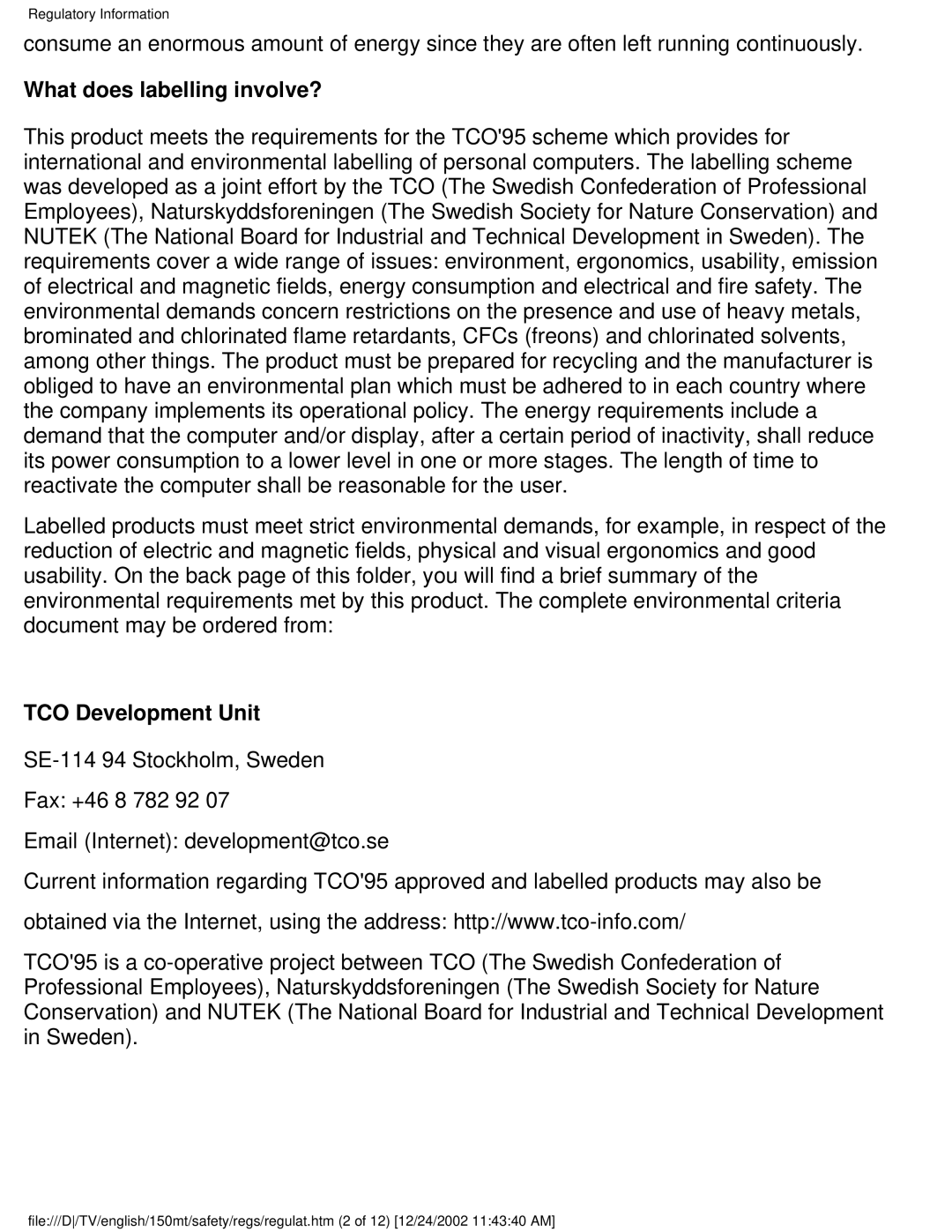 Philips 150MT manual What does labelling involve?, TCO Development Unit 