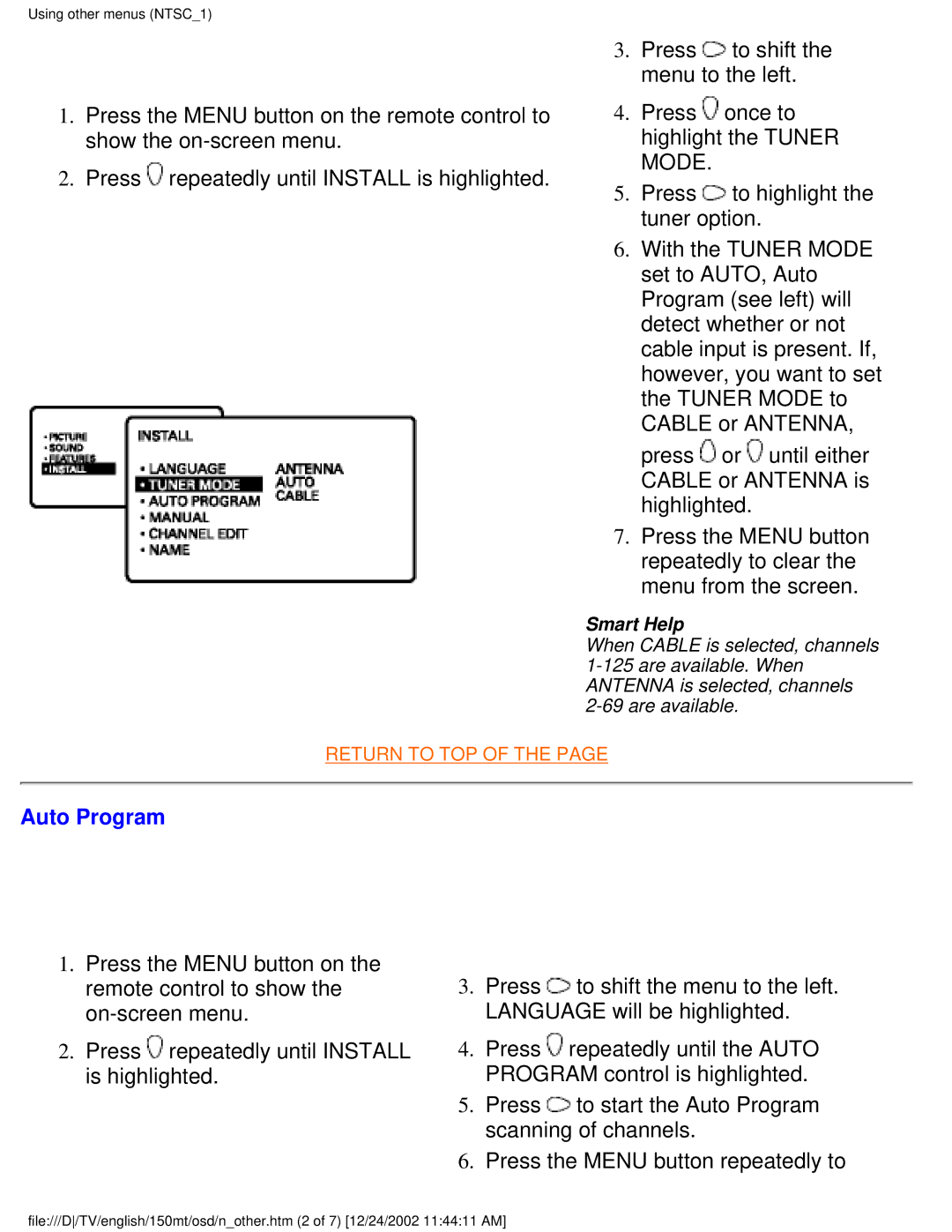 Philips 150MT manual Auto Program, Smart Help 