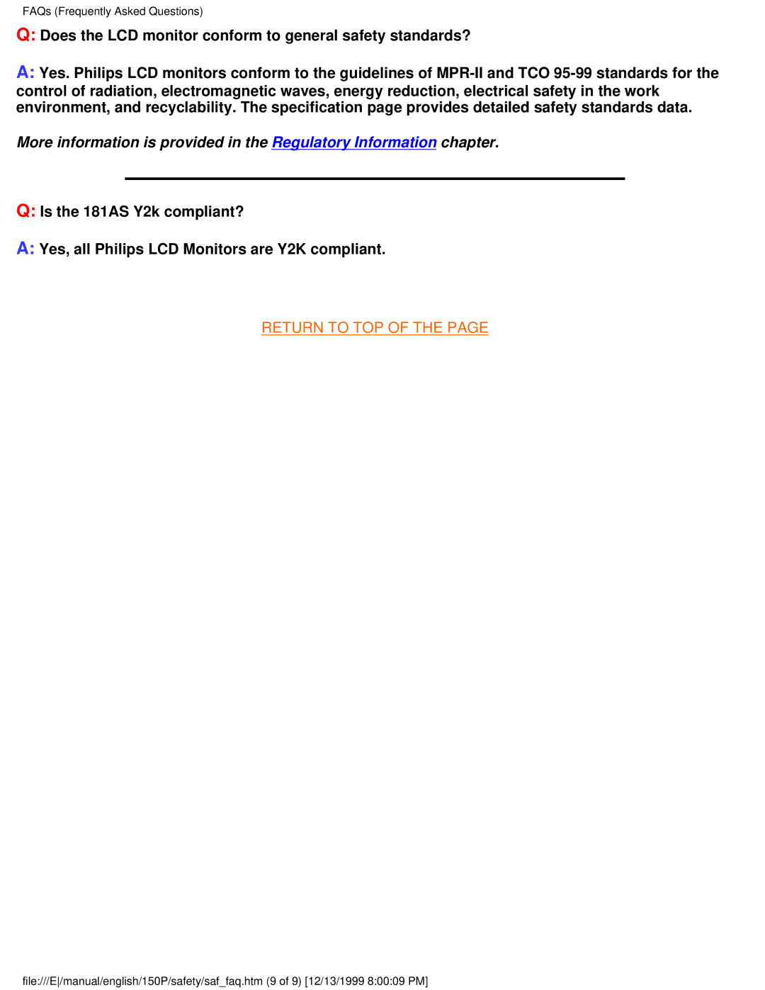 Philips 150P user manual Return to TOP 