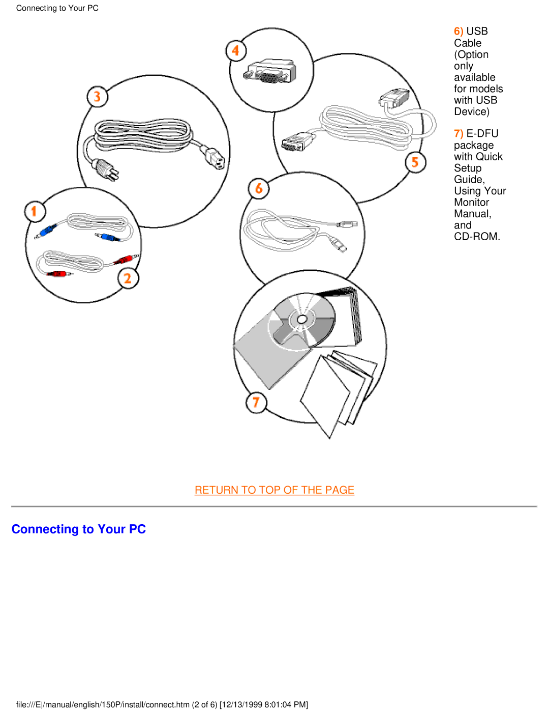 Philips 150P user manual Connecting to Your PC 