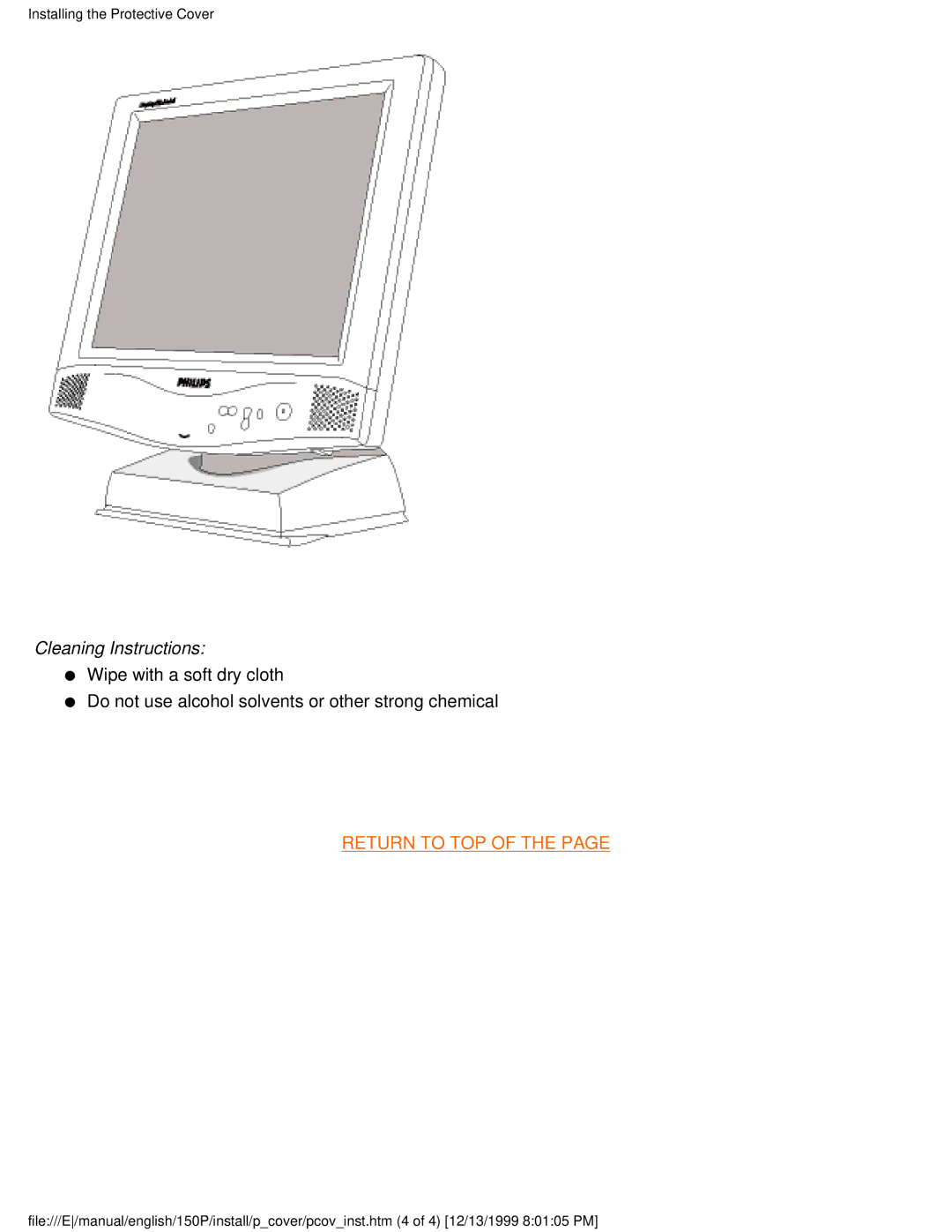 Philips 150P user manual Cleaning Instructions 