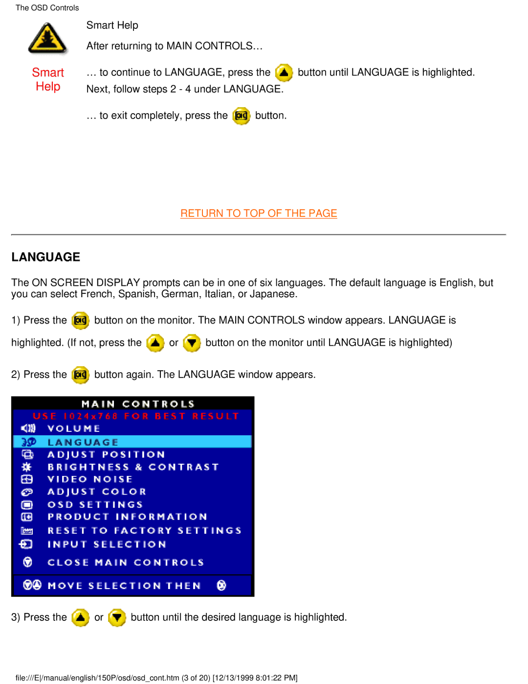 Philips 150P user manual Language 