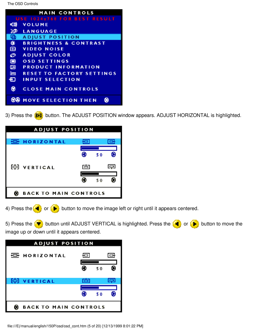 Philips 150P user manual OSD Controls 