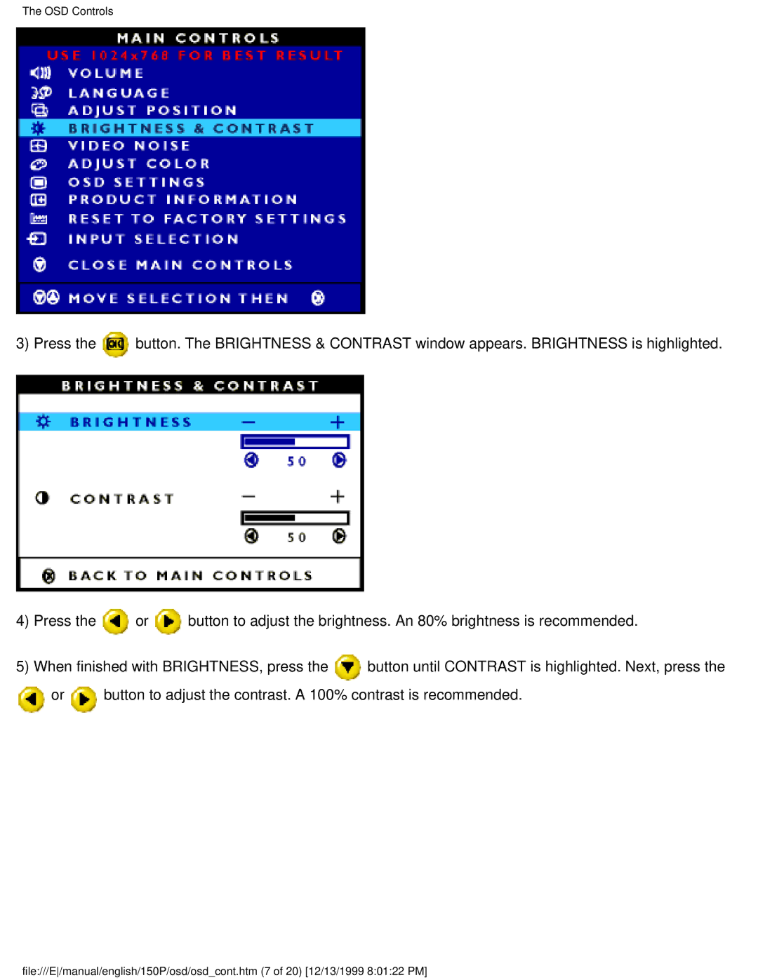 Philips 150P user manual OSD Controls 