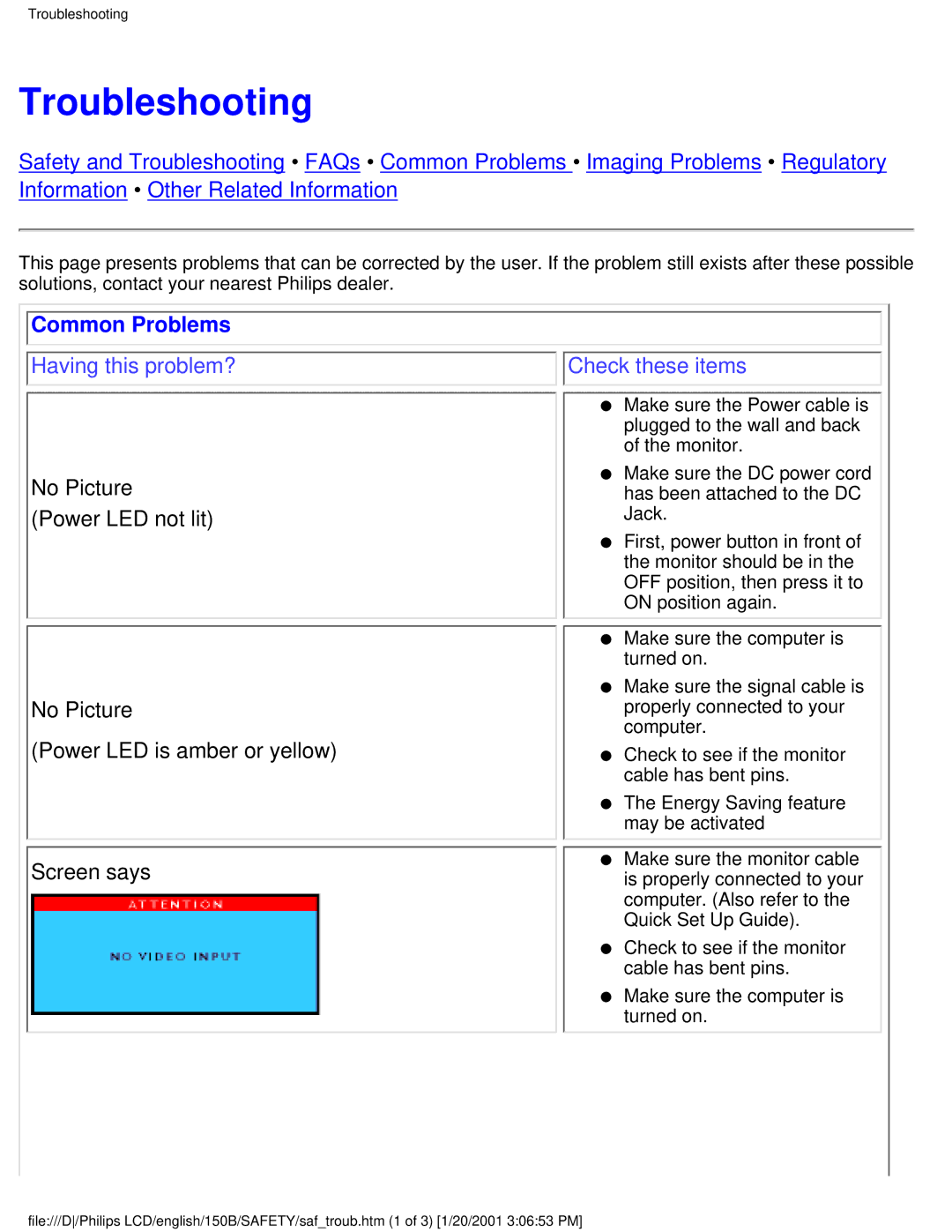 Philips 150B1, 150P1, 140S1 user manual Troubleshooting, Common Problems 