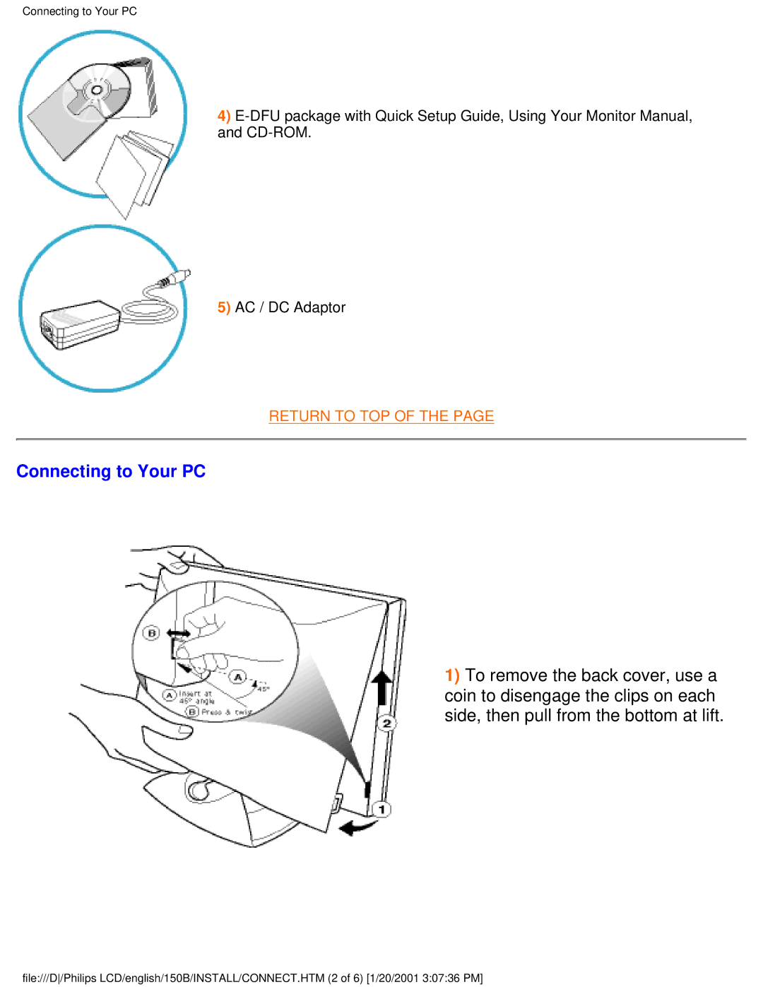 Philips 150B1, 150P1, 140S1 user manual Connecting to Your PC 