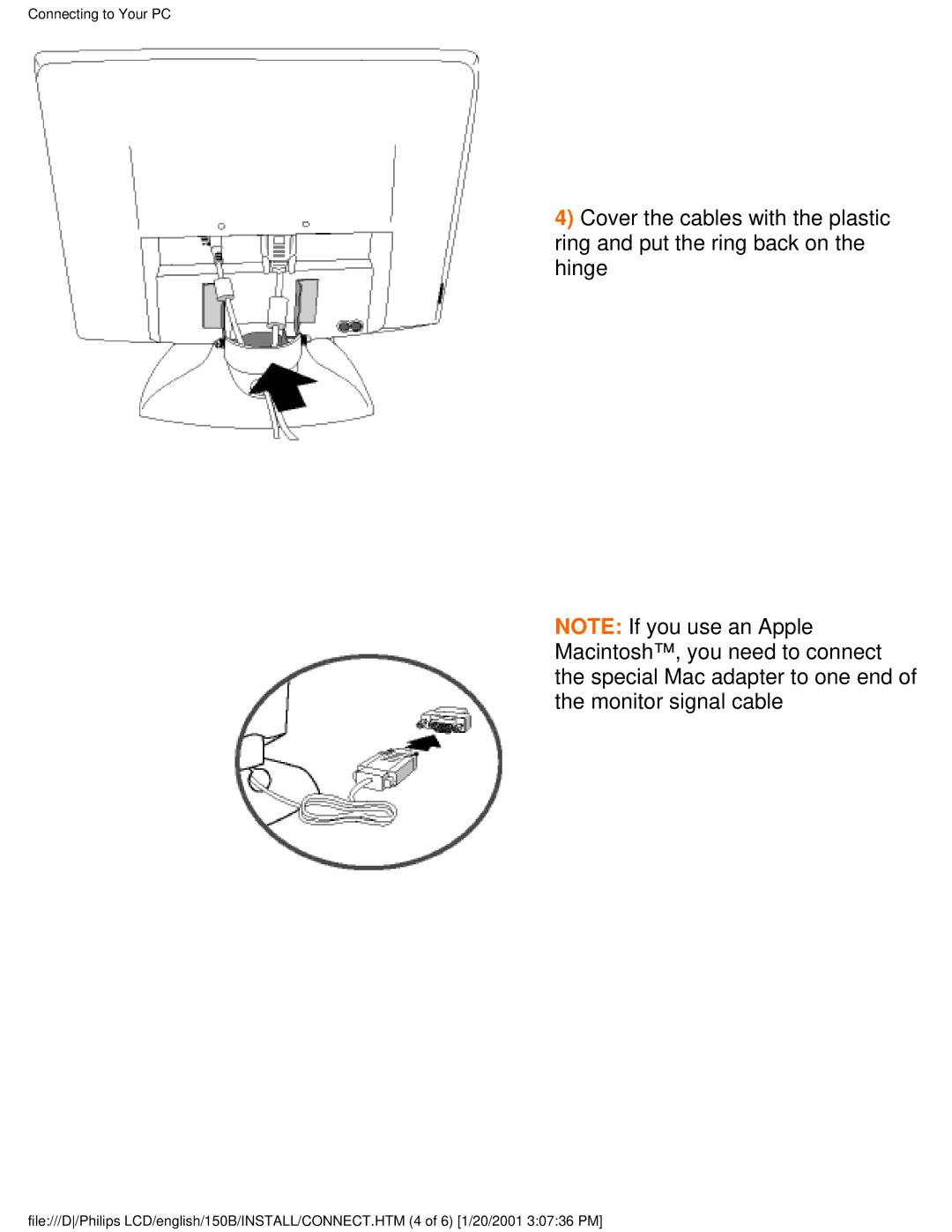 Philips 140S1, 150P1, 150B1 user manual Connecting to Your PC 