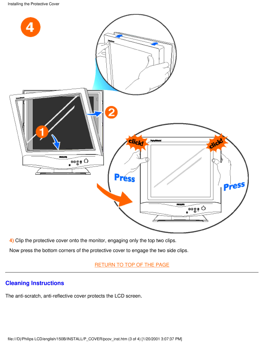 Philips 140S1, 150P1, 150B1 user manual Cleaning Instructions 