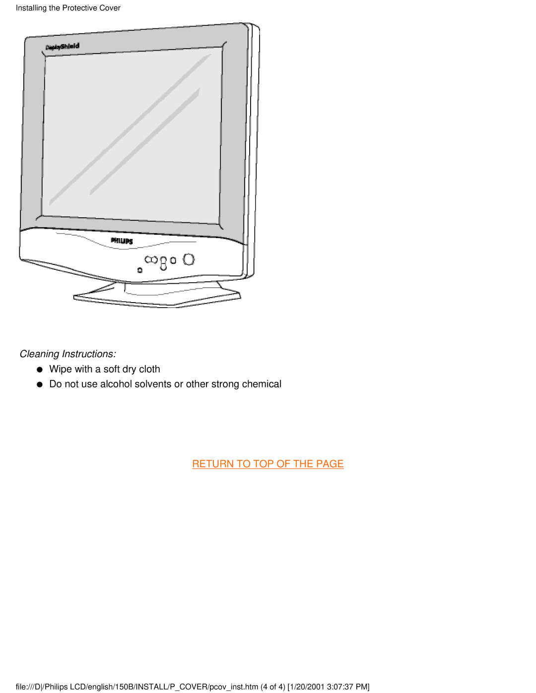 Philips 150B1, 150P1, 140S1 user manual Cleaning Instructions 