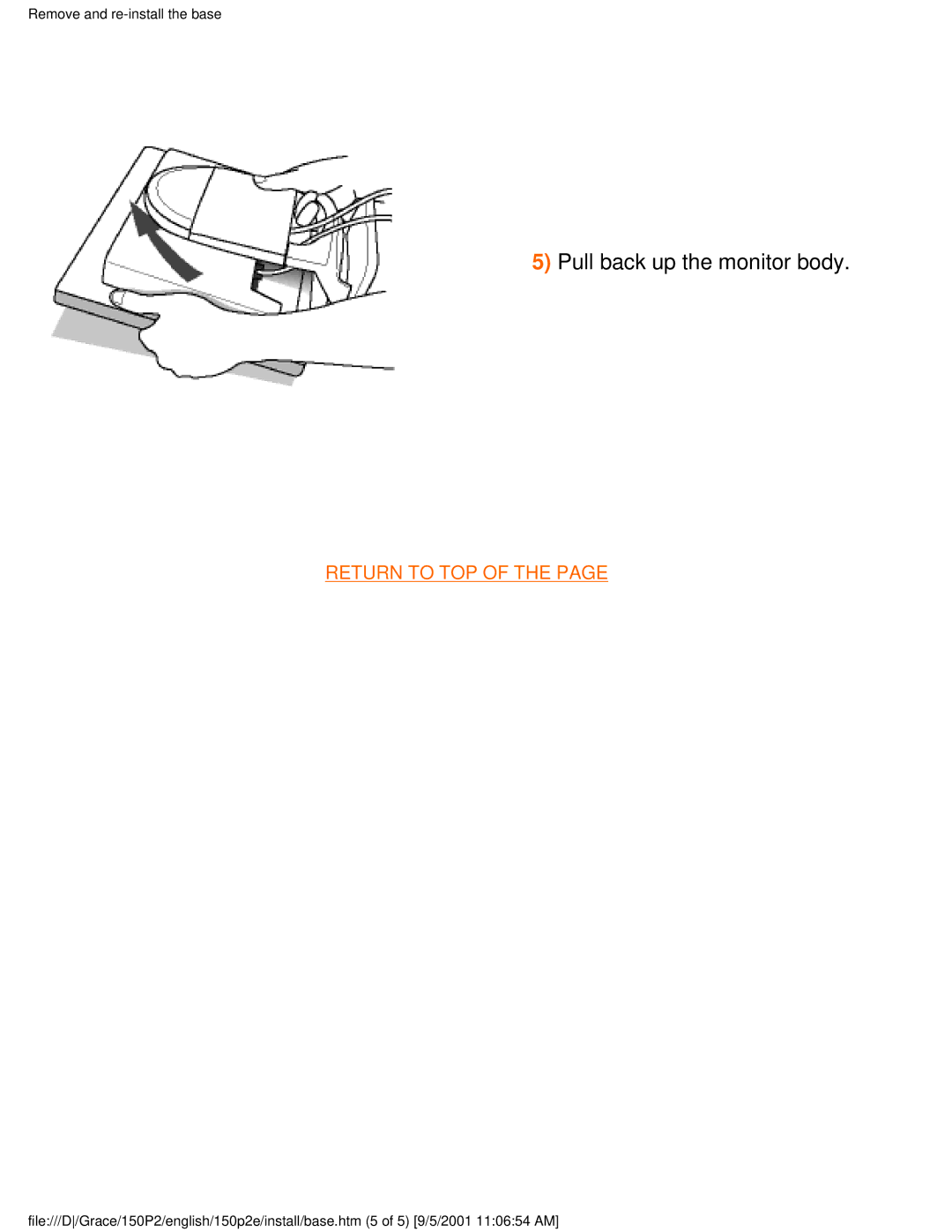 Philips 150P2E user manual Pull back up the monitor body 