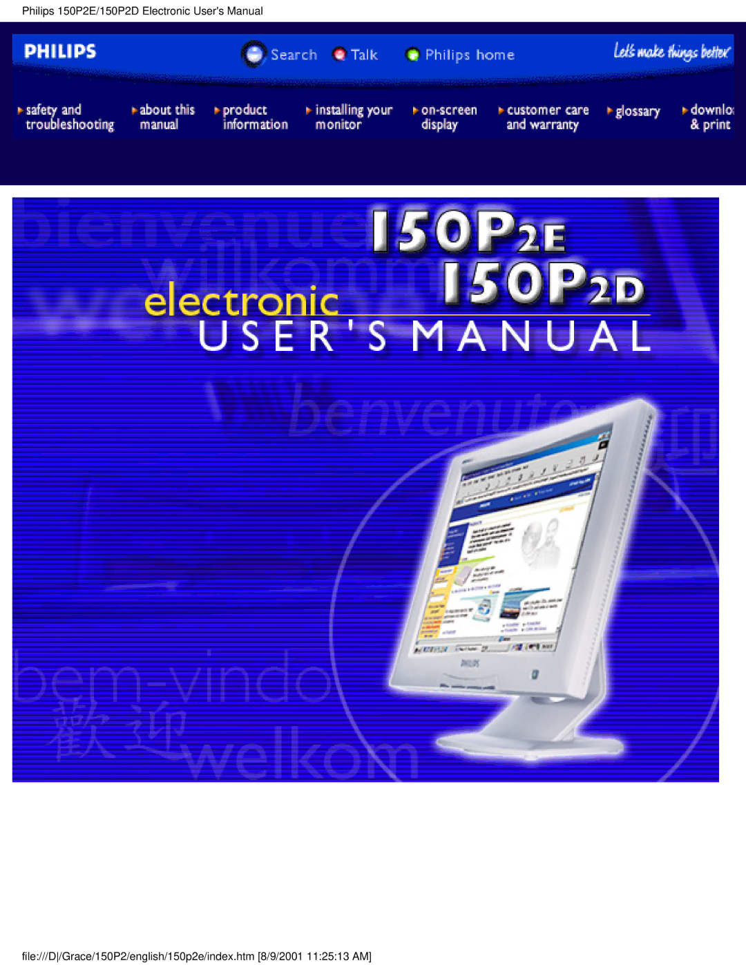 Philips 150P2E/150P2D user manual 