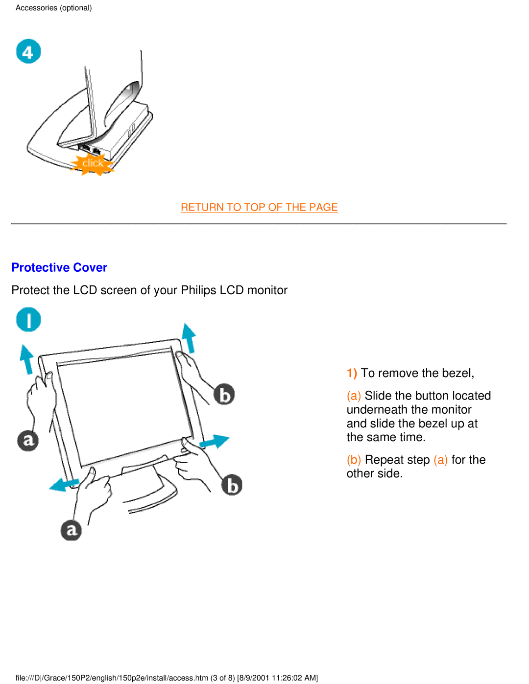 Philips 150P2E/150P2D user manual Protective Cover 