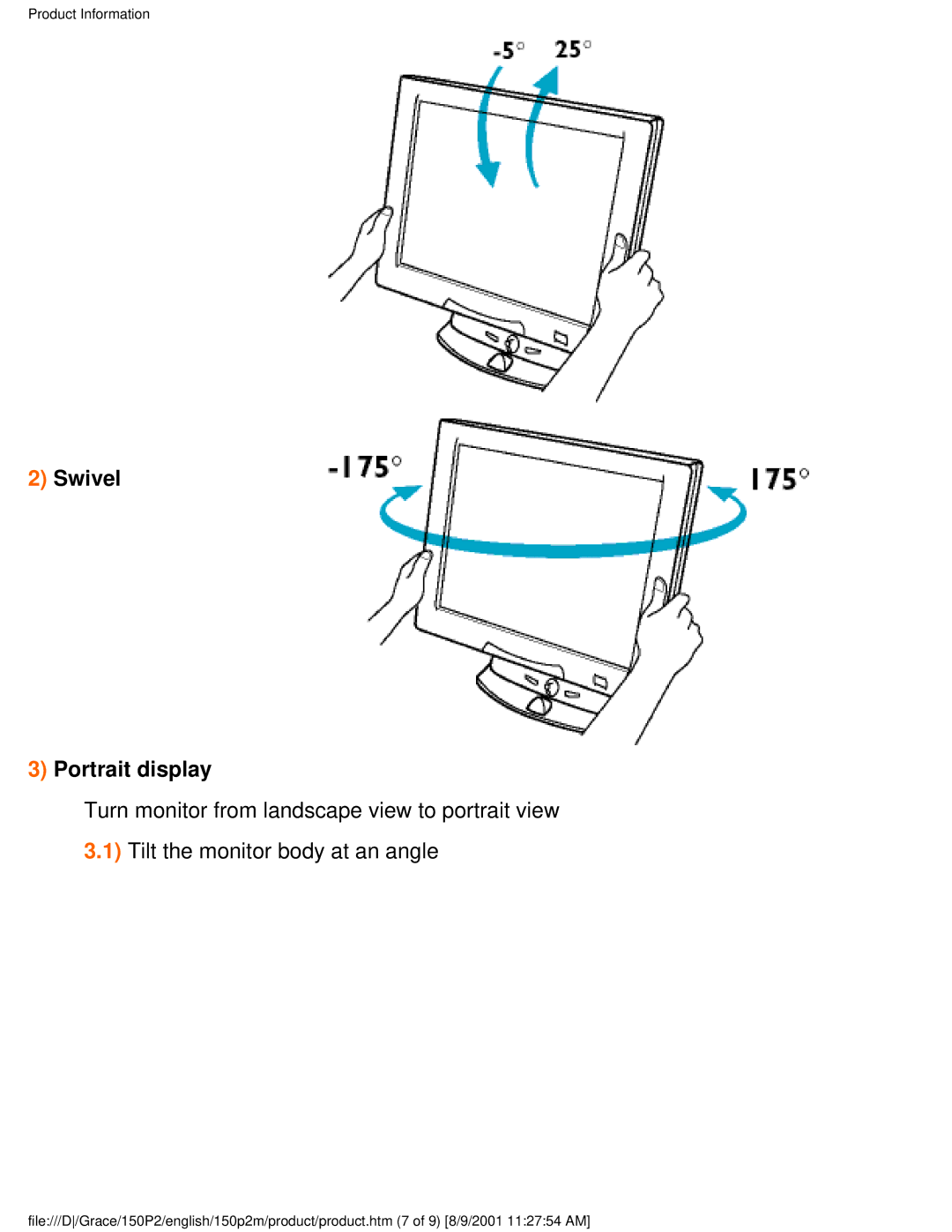 Philips 150P2G user manual Swivel Portrait display 