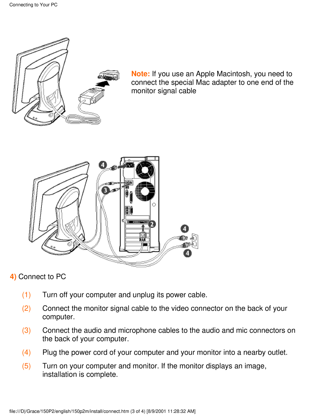 Philips 150P2G user manual Connecting to Your PC 