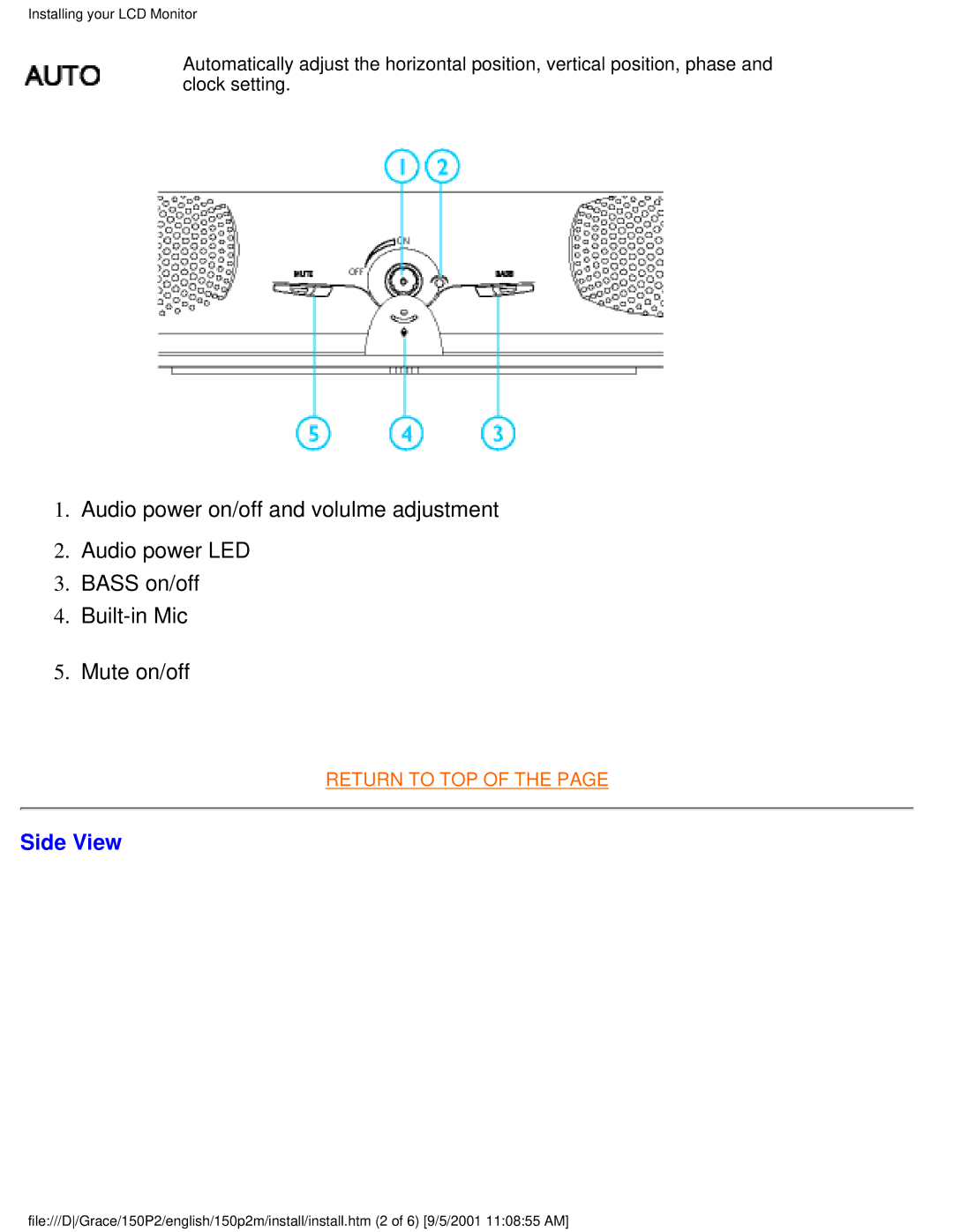 Philips 150P2M user manual Side View 