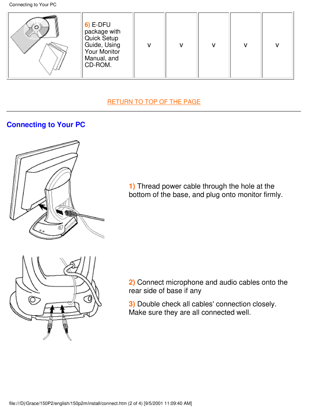 Philips 150P2M user manual Connecting to Your PC 