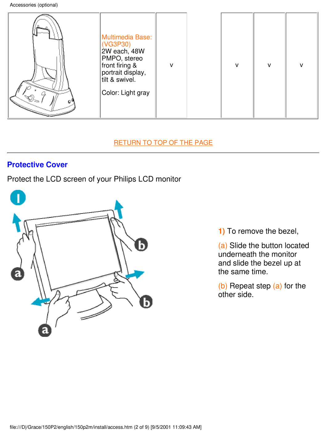 Philips 150P2M user manual Protective Cover 