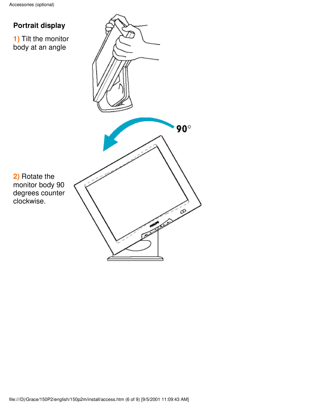 Philips 150P2M user manual Portrait display 