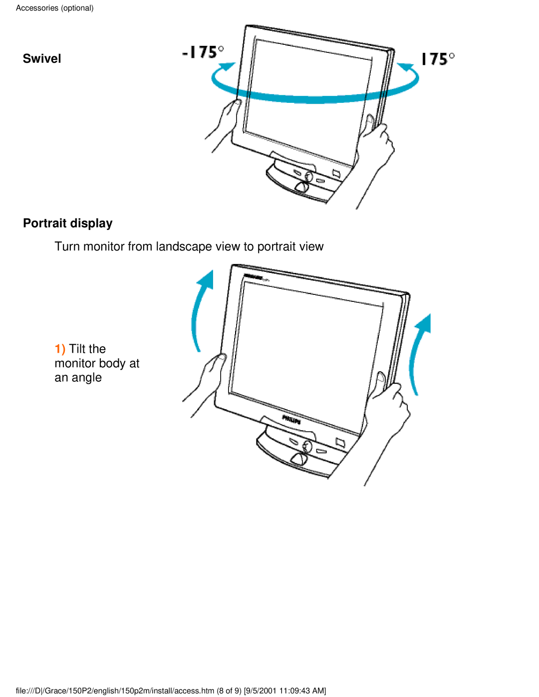 Philips 150P2M user manual Swivel Portrait display 