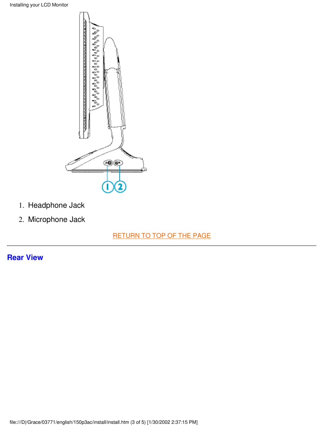 Philips 150P3C user manual Rear View 