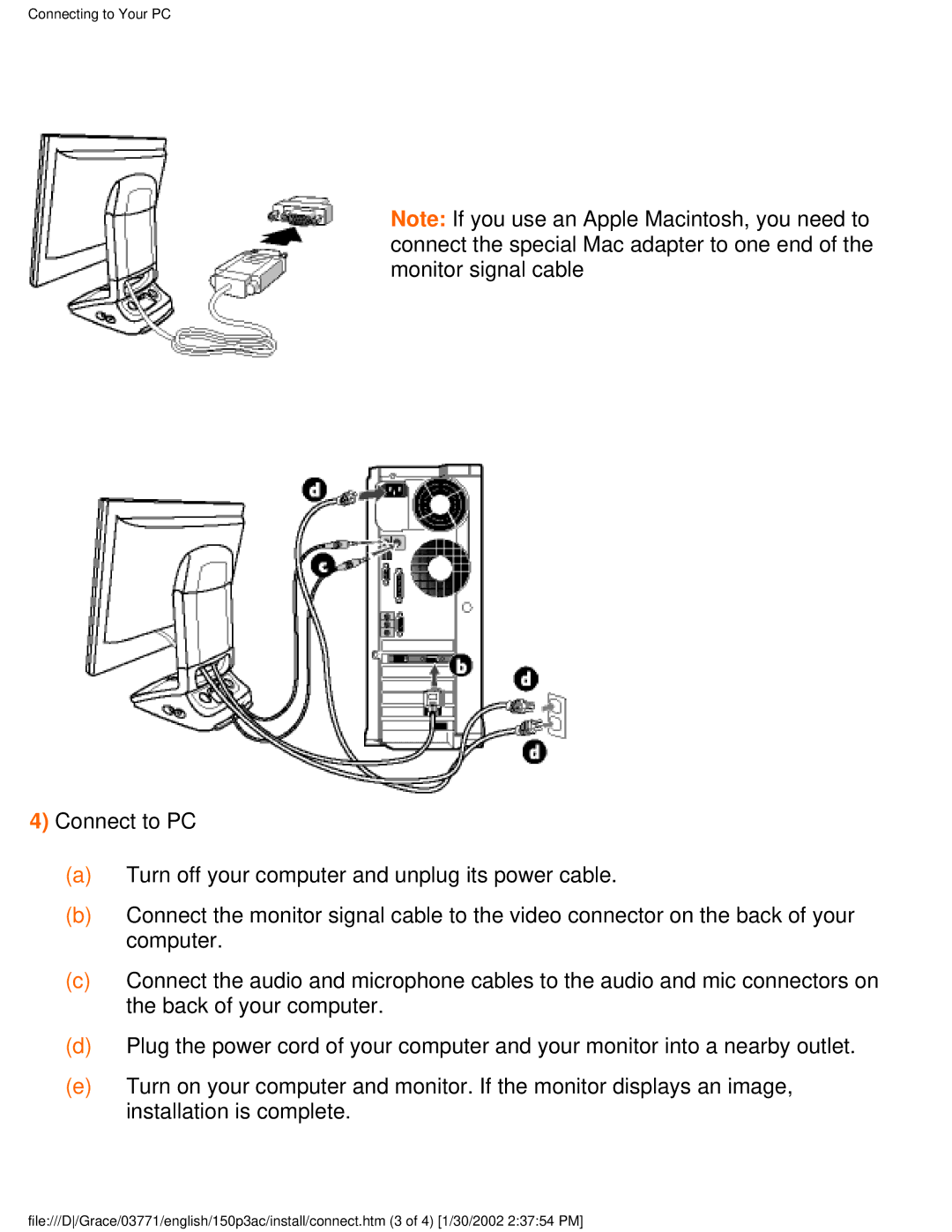 Philips 150P3C user manual Connecting to Your PC 