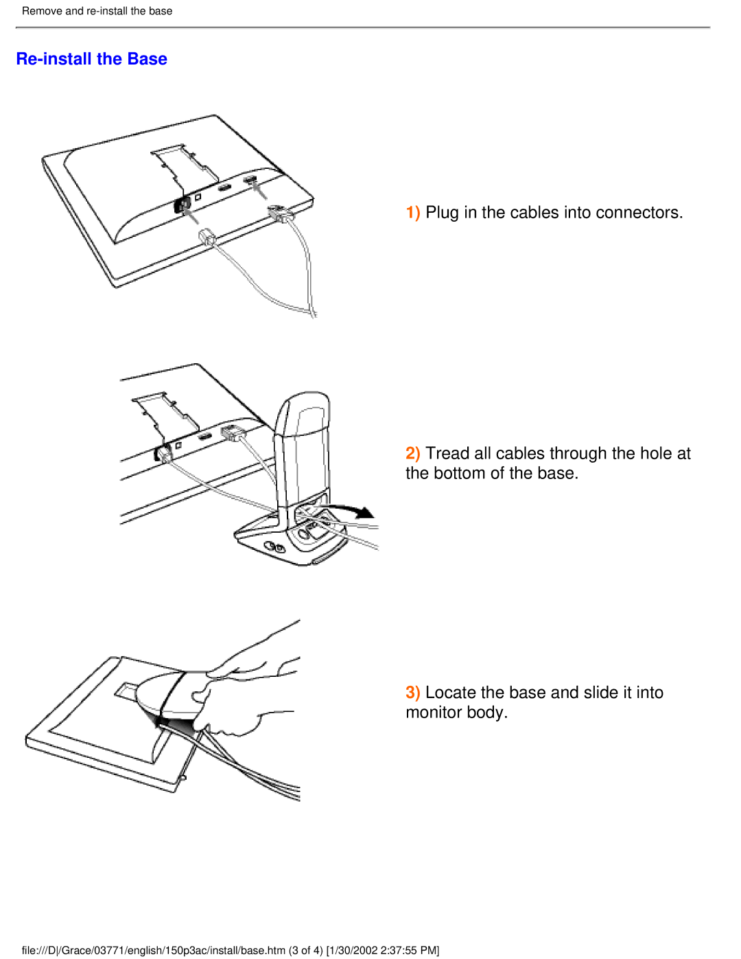 Philips 150P3C user manual Re-install the Base 