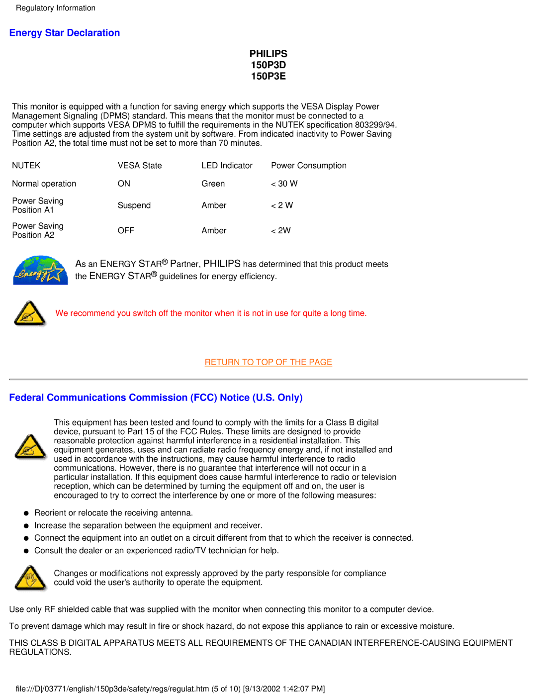 Philips user manual Philips 150P3D 150P3E 