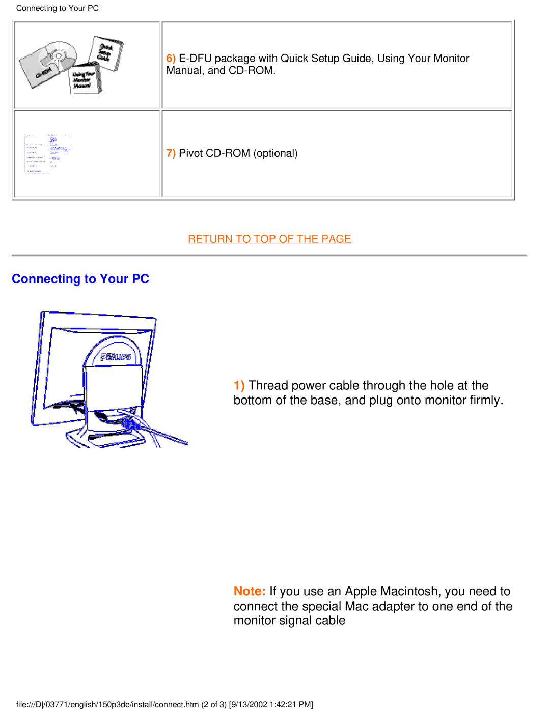 Philips 150P3E user manual Connecting to Your PC 