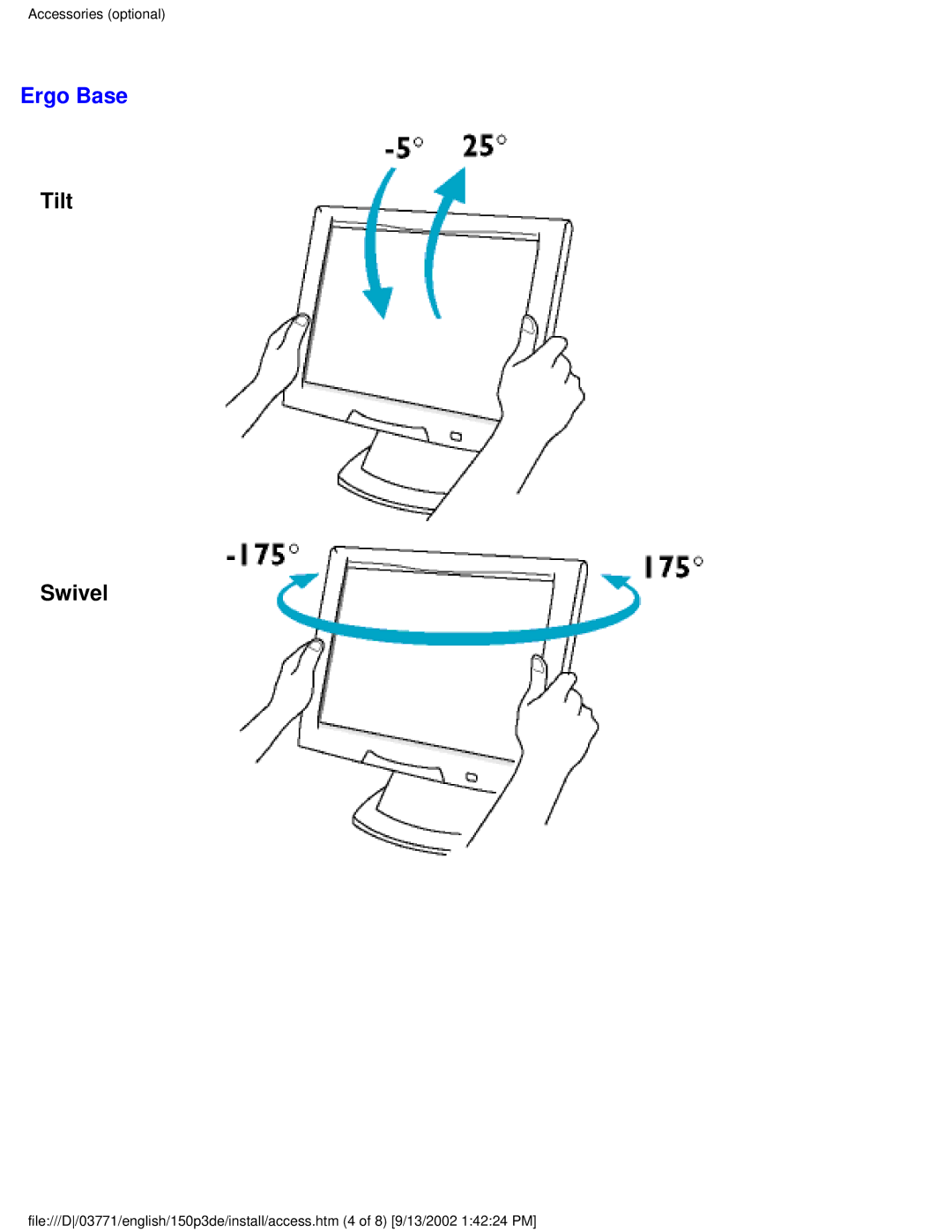 Philips 150P3E user manual Ergo Base 