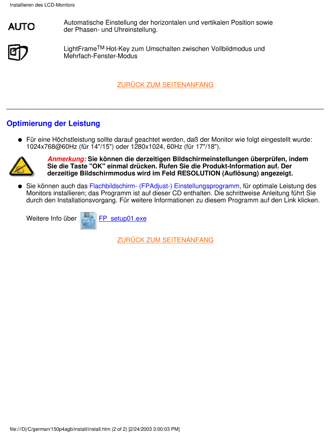 Philips 150P4AB, 150P4AG user manual Optimierung der Leistung 