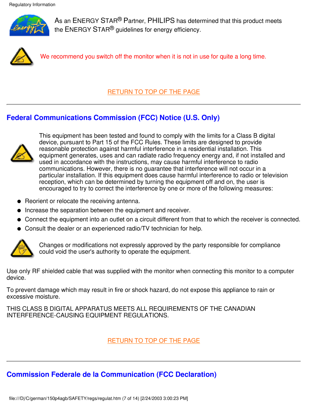 Philips 150P4AB, 150P4AG user manual Federal Communications Commission FCC Notice U.S. Only 